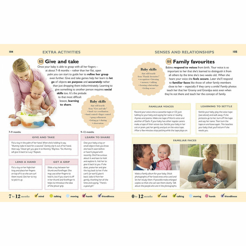 Dr Miriam Stoppard's Baby's First Skills non-fiction paperback book, featuring colorful cover design and early development tips.