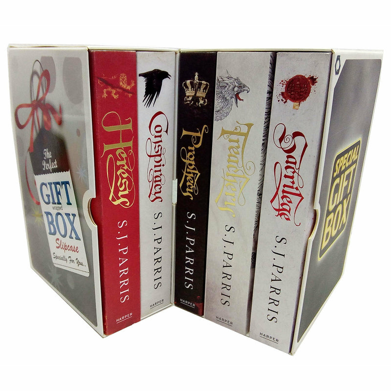 Giordano Bruno Series 5 Books Collection Set by S. J. Parris, paperback fiction books with detailed covers and titles.