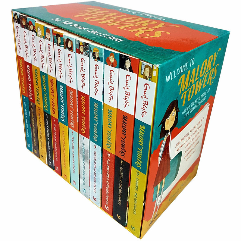 Set of 12 Malory Towers books by Enid Blyton in paperback, featuring colorful covers from the Dean & Son collection.