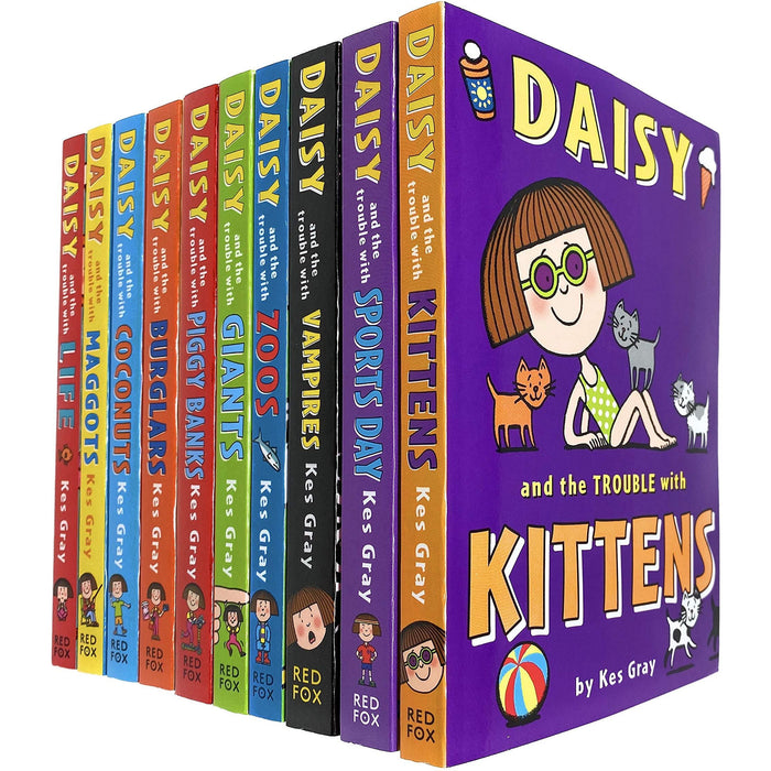 Daisy Fiction 10 Books Collection Set by Kes Gray (Kittens, Sports Day, Vampires, Zoos, Giants, Piggy Banks, Burglars, Coconuts, Maggots & Life) - The Book Bundle