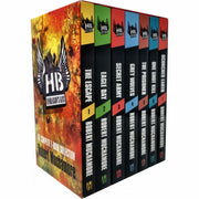 Henderson's Boys 7-book collection box set by Robert Muchamore, paperback young adult books by Hodder publisher, displayed together.