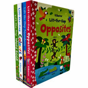 Usborne Lift-The-Flap nonfiction book set by Felicity Brooks, featuring four engaging mixed-format educational books for children.