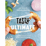 Tasty Ultimate Cookbook hardcover by Ebury Press featuring colorful pages with diverse recipes and cooking tips.
