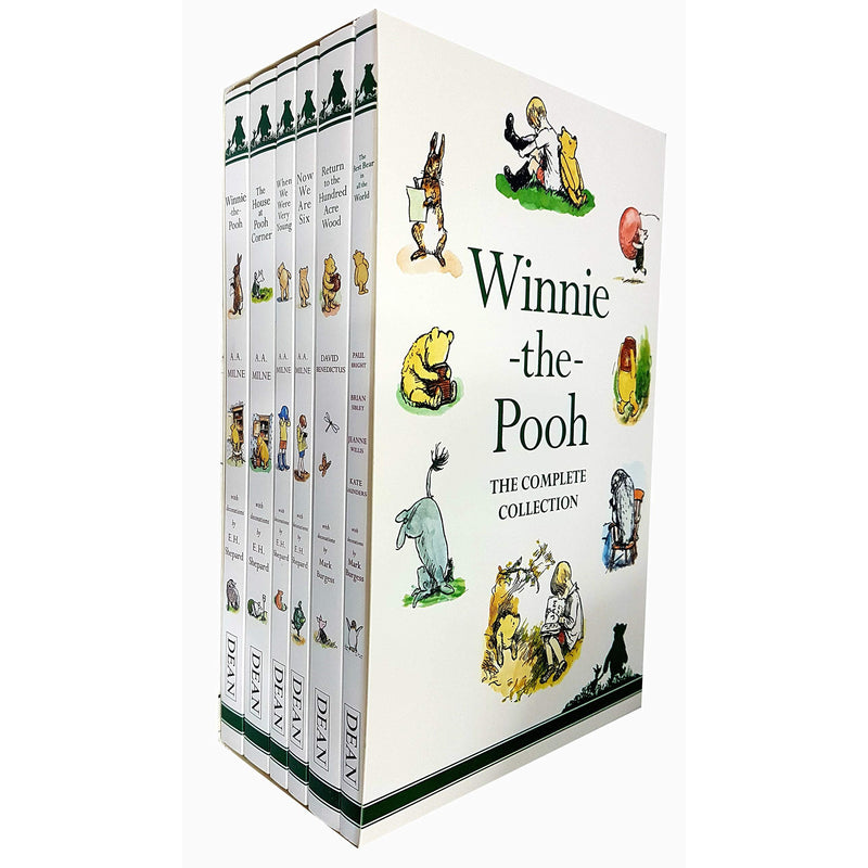 Six-book Winnie-the-Pooh fiction collection box set by A. A. Milne, featuring Egmont classic stories with colorful cover art.