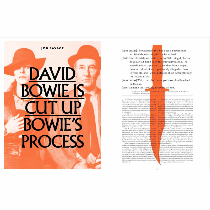 Hardcover David Bowie Is exhibition catalogue by V&A Publications, featuring images of Bowie’s art and music.