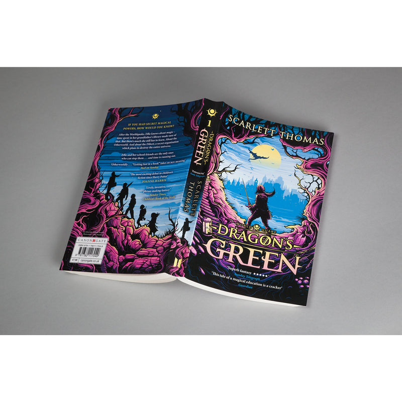 Paperback of Worldquake Sequence Dragon's Green by Scarlett Thomas, featuring the book cover with green and fantasy-themed artwork.