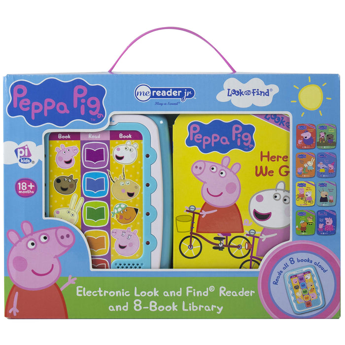 Peppa Pig - Electronic Me Reader Jr and 8 Look and Find Sound Book Library - PI Kids - The Book Bundle