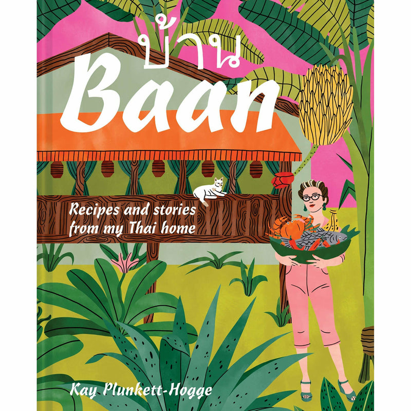 Set of two cookbooks by Kay Plunkett-Hogge and Oi Cheepchaiissara featuring Thai recipes and stories, with vibrant cover images.