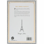 Illustrated cover of "Paris: Through a Fashion Eye" hardcover travel guide by Megan Hess with Parisian fashion-themed artwork.