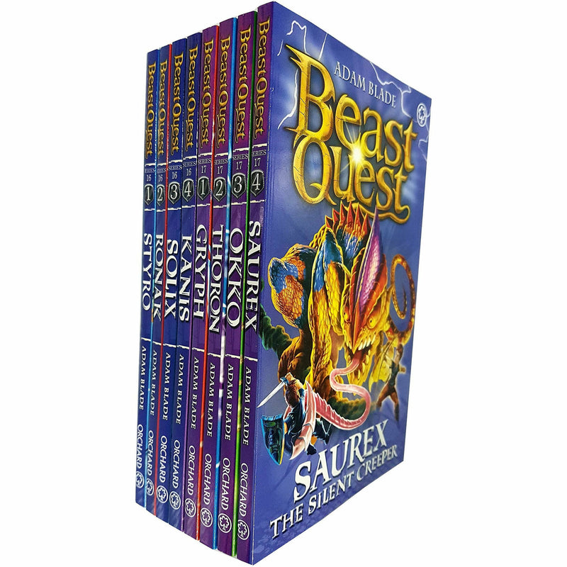 Beast Quest 8-book collection set by Adam Blade featuring fiction paperbacks for children ages 7-9, published by Orchard Books.