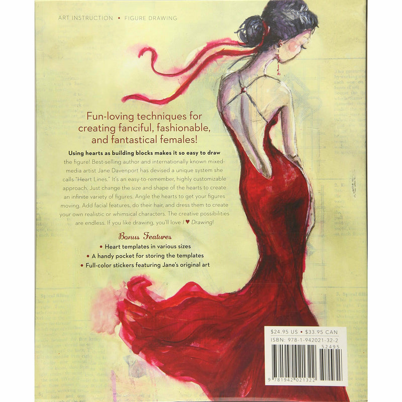 Paperback book titled "I Heart Drawing: Fabulous Figures" by Jane Davenport, featuring colorful illustrations on the cover.