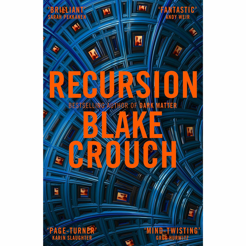 Recursion and Dark Matter by Blake Crouch paperback books in a pan arrangement, featuring their covers and spines.