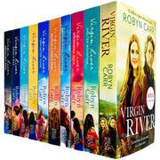 Set of 10 Virgin River books by Robyn Carr, Mills & Boon romance novel collection, featuring series cover images.
