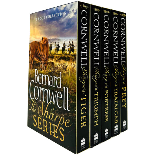 Sharpe Series Books 1 - 5 Collection Box Set by Bernard Cornwell (Sharpe's Tiger 1799, Triumph 1803, Fortress 1803, Trafalgar 1805 & Prey 1807) - The Book Bundle