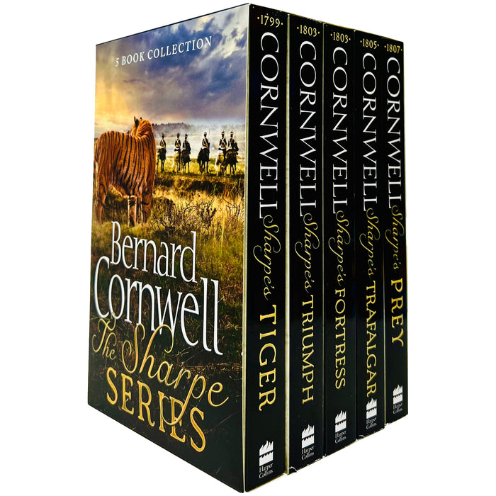 Sharpe Series Books 1 - 5 Collection Box Set by Bernard Cornwell (Sharpe's Tiger 1799, Triumph 1803, Fortress 1803, Trafalgar 1805 & Prey 1807) - The Book Bundle