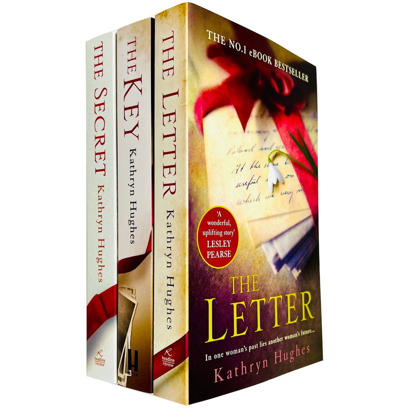 Kathryn Hughes 3 Books Collection Set including The Letter, The Key, and The Secret, featuring book covers and titles.