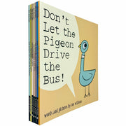 Walkers featuring the Don't Let the Pigeon Series 7 Books Collection Set by Mo Willems, with colorful pigeon illustrations.