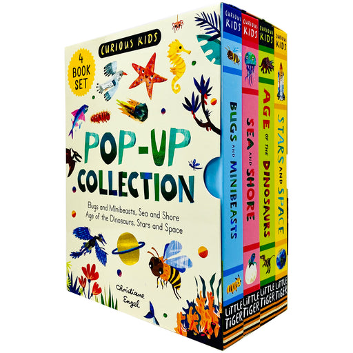 Curious Kids Pop-Up Collection 4 Books Set (Bugs and Minibeasts, Sea and Shore, Age of the Dinosaurs & Stars and Space) - The Book Bundle