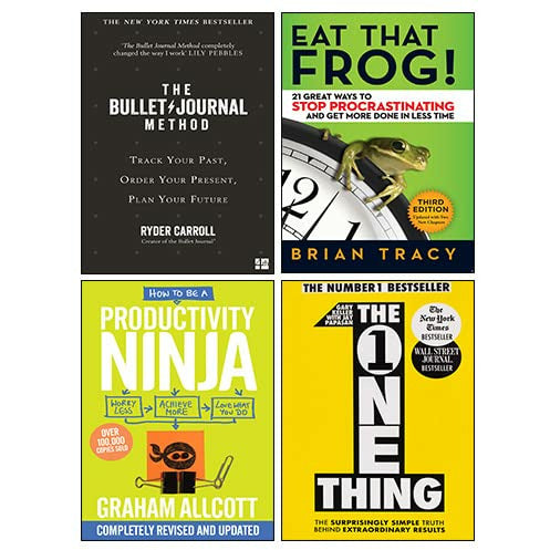 The Bullet Journal Method, One Thing, How to be a Productivity Ninja, Eat That Frog! 4 Books Collection Set - The Book Bundle