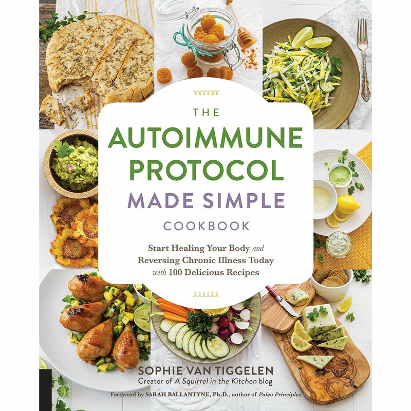 Set of four paperback books on autoimmune protocol, longevity diet, and health by Sophie Van Tiggelen, published by Iota Publishing.