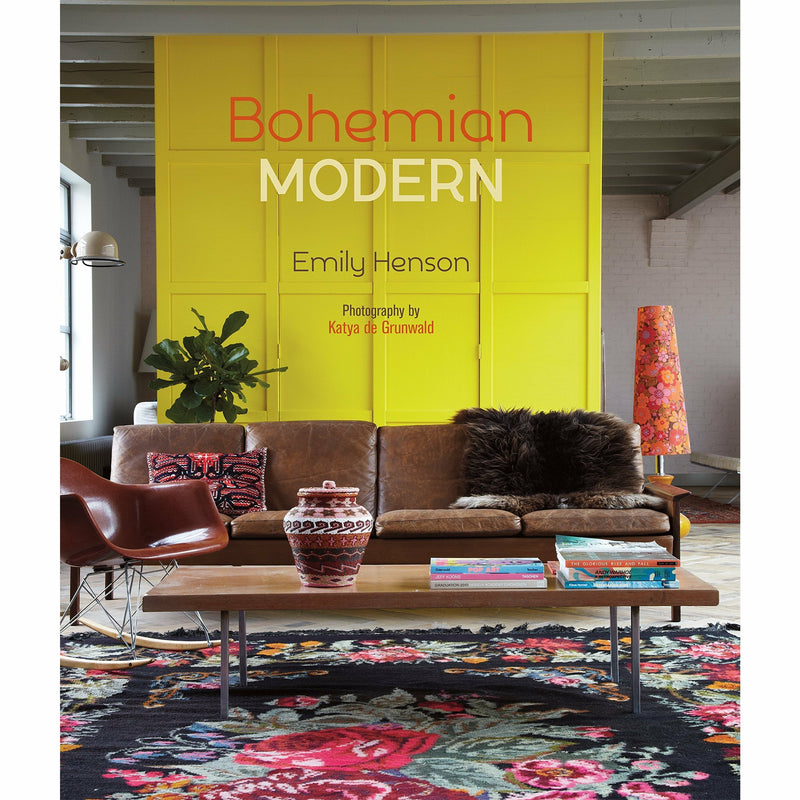 Set of three hardcover books by Emily Henson, Be Bold, Life Unstyled, and Bohemian Modern, showcasing colorful cover designs.