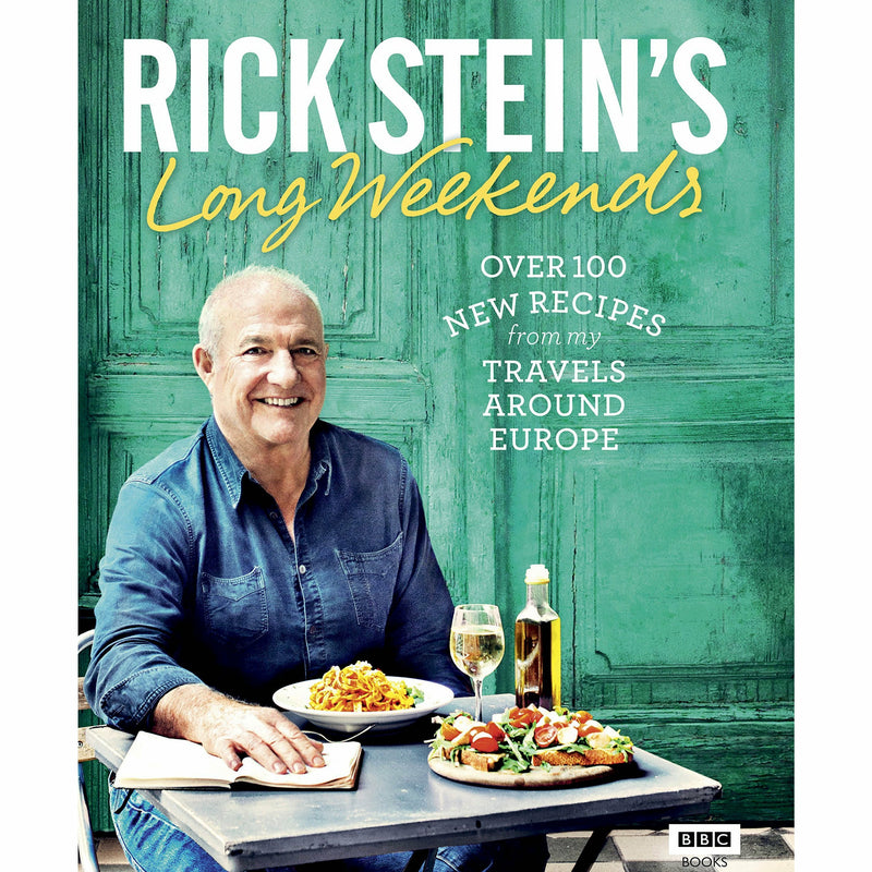Hardcover of Rick Stein's Long Weekends book featuring European city-inspired weekend recipes, published by BBC Books.