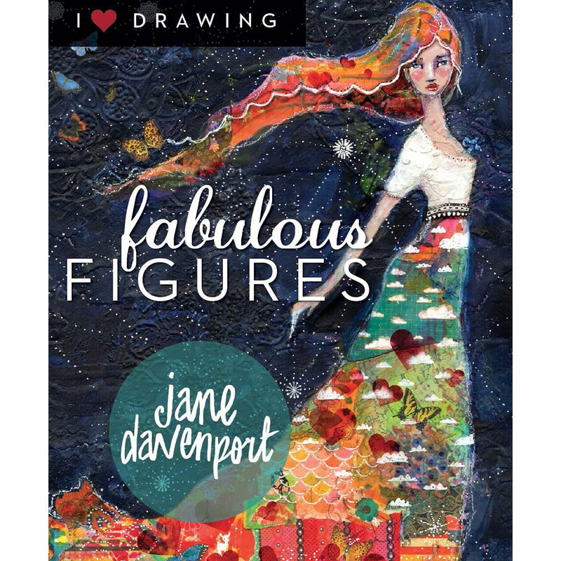 Paperback book titled "I Heart Drawing: Fabulous Figures" by Jane Davenport, featuring colorful illustrations on the cover.