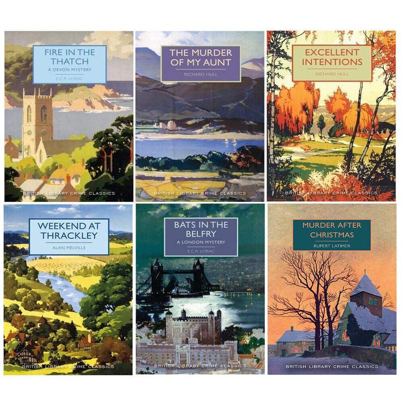 Six paperback British Library Crime Classics Series 9 books featuring works by Lorac, Hull, and Edwards, in a collection set.