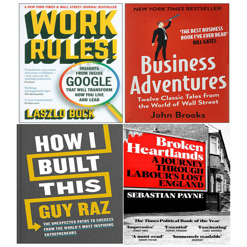 Broken Heartlands [Hardcover], How I Built This[Hardcover], Work Rules, Business Adventures 4 Books Collection Set - The Book Bundle