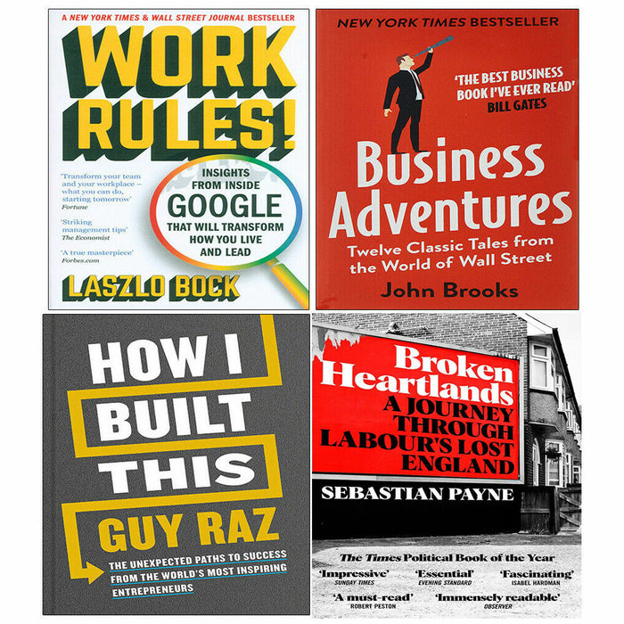 Broken Heartlands [Hardcover], How I Built This[Hardcover], Work Rules, Business Adventures 4 Books Collection Set - The Book Bundle