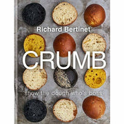 Set of two hardcover baking books by Richard Bertinet, Crumb Show and The Dough Who's Boss, featuring bread-making techniques.