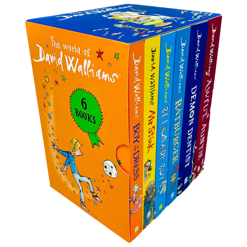 Six-book children’s collection by David Walliams, including Boy in the Dress, Mr Stink, and Billionaire Boy, published by HarperCollins.