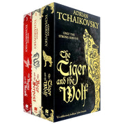 Three paperback books from the Echoes of the Fall series by Adrian Tchaikovsky, featuring cover art and titles visible.