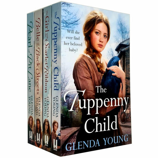 Glenda Young 4 Books Collection Set (Belle of the Back Streets, The Tuppenny Child, Pearl of Pit Lane, The Girl with the Scarlet Ribbon) - The Book Bundle