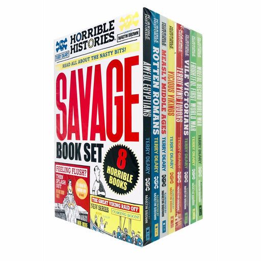 Horrible Histories Savage 8 Books Collection Set by Terry Deary (Frightful First World War) - The Book Bundle