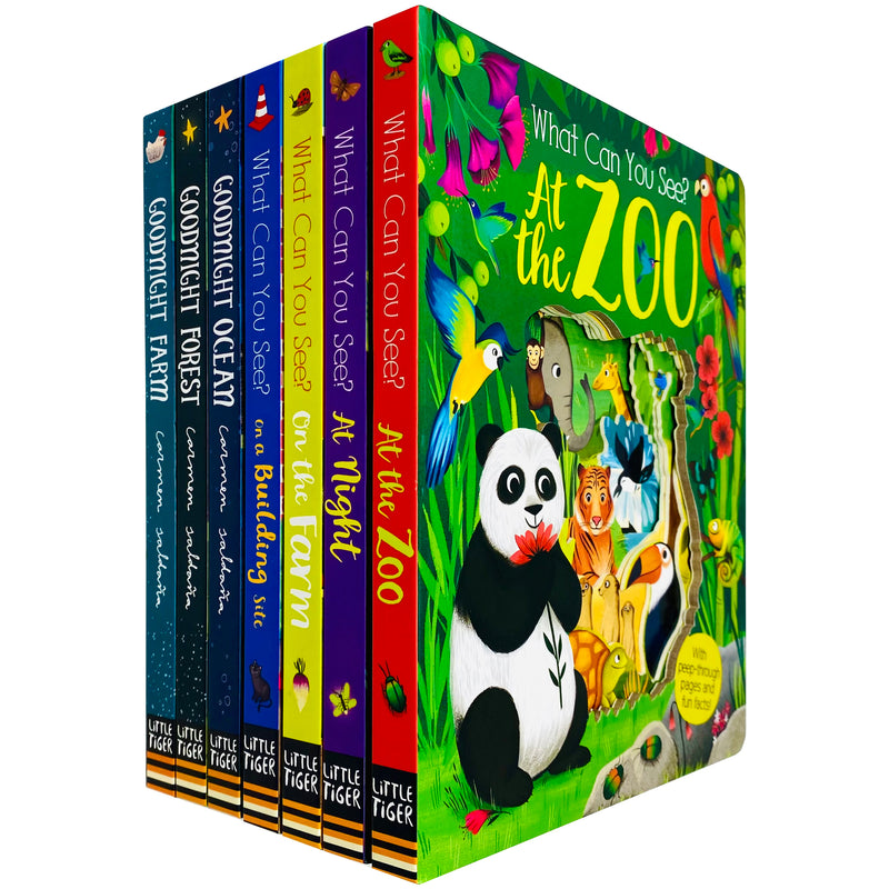 Peep Inside Series 7 Books Collection Set By Little Tiger ( At the Zoo, At Night, On the Farm, On a Building Site, Goodnight Farm, Goodnight Forest) - The Book Bundle