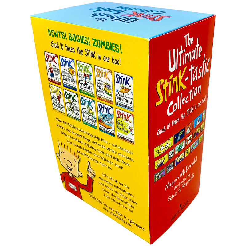 Set of 10 books from Megan McDonald's The Ultimate Stink-tastic Collection, published by Candlewick Press, displayed together.