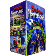 Collection of Goosebumps Horrorland series books 1-10 by R.L. Stine, featuring colorful book covers from the Scholastic series.