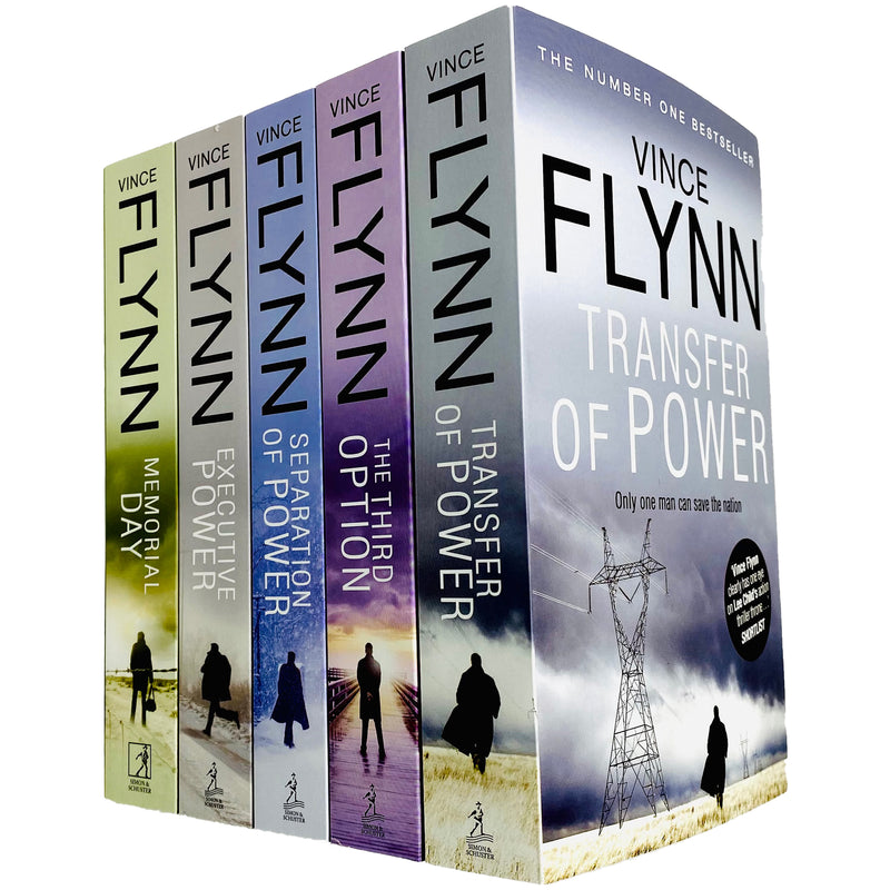 Five paperback Vince Flynn Mitch Rapp novels from the Simon & Schuster UK collection set, featuring crime and political thriller stories.