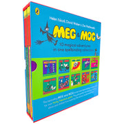 Set of 10 Puffin Meg & Mog books by Helen Nicoll and Jan Pienkowski, featuring colorful paperback illustrations.