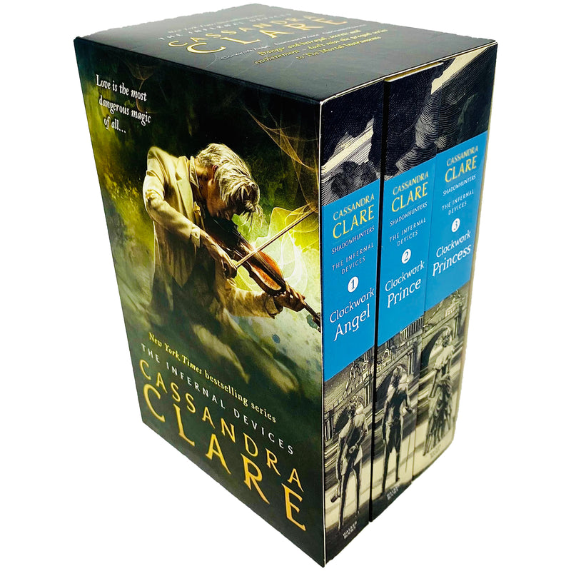Three paperback books from Cassandra Clare's The Infernal Devices collection set, featuring dark, Victorian-era fantasy covers.