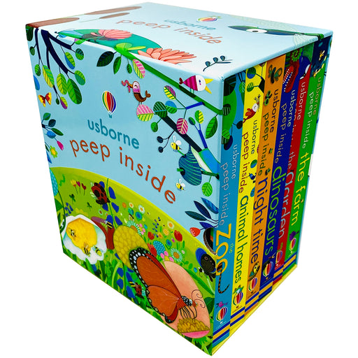 Peep Inside 6 Books Collection Box Set by Usborne (Zoo, Animal Homes, Night Time, Dinosaurs, Garden & Farm) - The Book Bundle