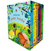 Peep Inside 6 Books Collection Box Set by Usborne (Zoo, Animal Homes, Night Time, Dinosaurs, Garden & Farm) - The Book Bundle