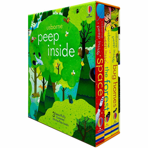 Usborne Peep Inside Lift-the-Flap Series 3 Books Collection Box Set (Space, The Forest & Bug Homes) - The Book Bundle