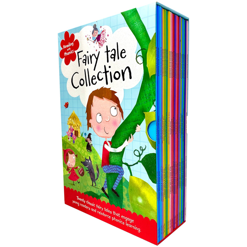 Reading with Phonics Fairy Tale Collection 20-book box set by Make Believe Ideas featuring classic stories like Beauty and the Beast and Cinderella.