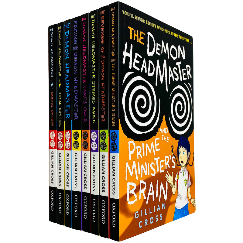 Demon Headmaster Series 8 books collection set by Gillian Cross, hardcover editions with colorful covers, published by OUP Oxford