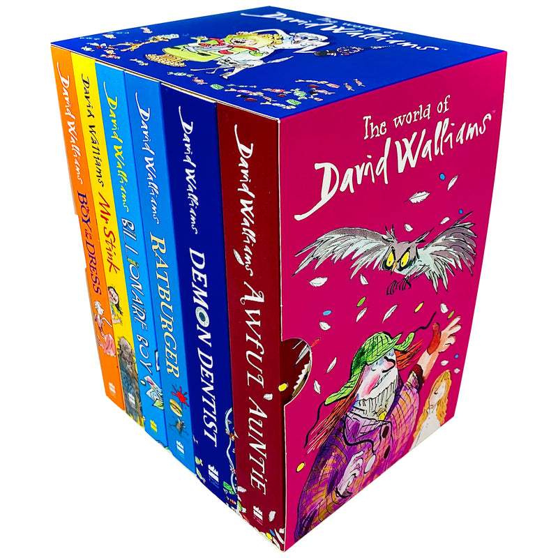 Six-book children collection by David Walliams, including Boy in the Dress, Mr Stink, and Billionaire Boy, from HarperCollins.