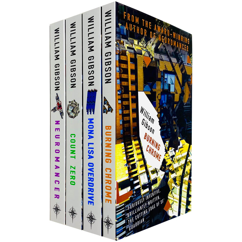 William Gibson Sprawl Series complete 4-book collection, featuring Mona Lisa Overdrive and Burning Chrome, Orion edition.