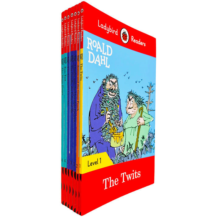Ladybird Readers Roald Dahl Series 7 Books Set Level 1 - 4 Collection (Twits, James and the Giant Peach, Charlie and the Chocolate Factory, Magic Finger & MORE!) - The Book Bundle