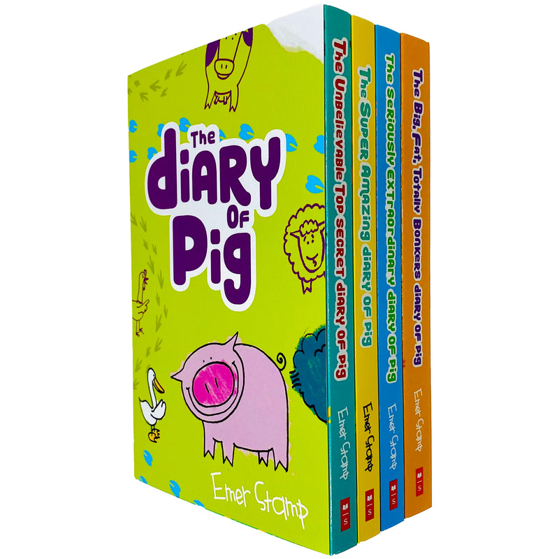 Pig Diary Series 4 Books Collection Set by Emer Stamp(Unbelievable Top Secret,Super Amazing Adventures of Me,Seriously & Big,Fat,Totally) - The Book Bundle